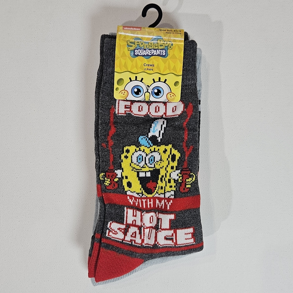 Spongebob Squarepants Crew Sock 2 Pairs Hot Sauce Patrick Star Graphic